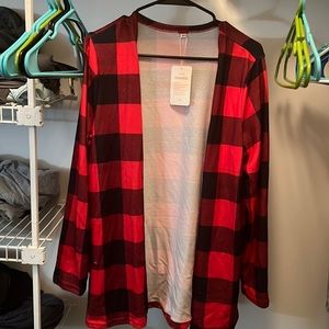 Red plaid cardigan